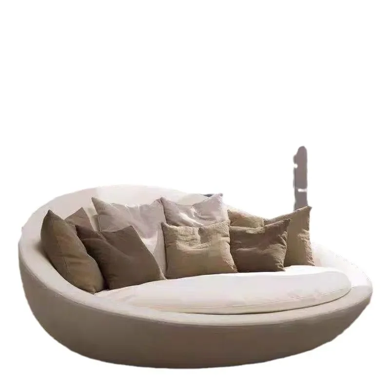 Nordic simple modern small apartment oval shell lazy swivel chair balcony tatami casual fabric down sofa