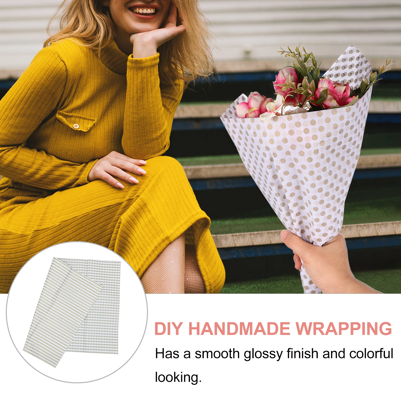 

40 Sheets Golden Gift Paper Durable Lightweight Large Size Arbitrary Cut Christmas Wrapping Papers Florist Baby