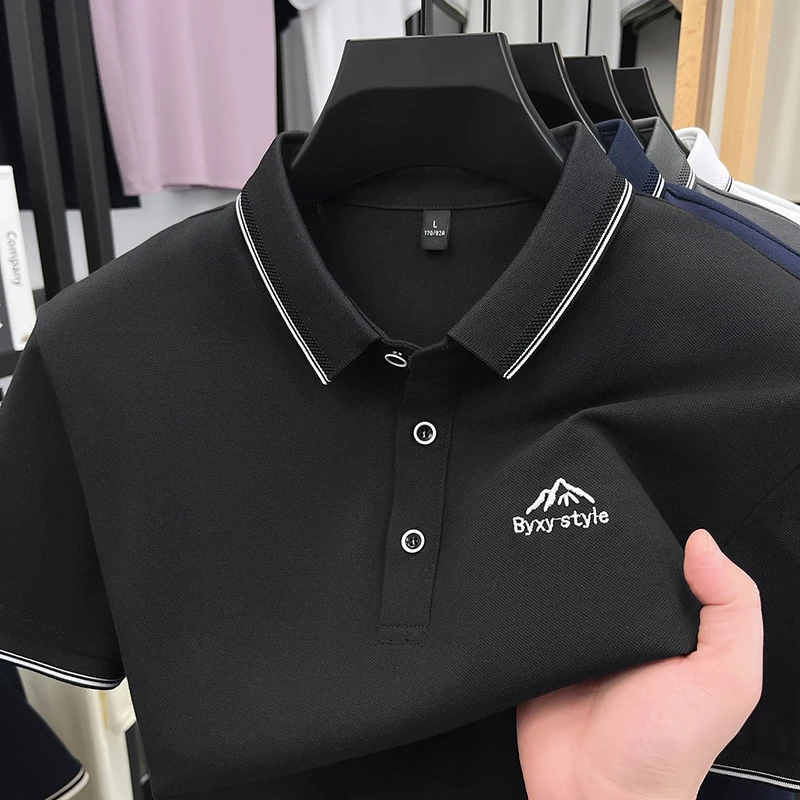 TFETTERS 2026 New Summer Modern Polo Shirt Men Short Sleeve Casual Daily Male T-Shirt Work Office Tops Man Size 4XL