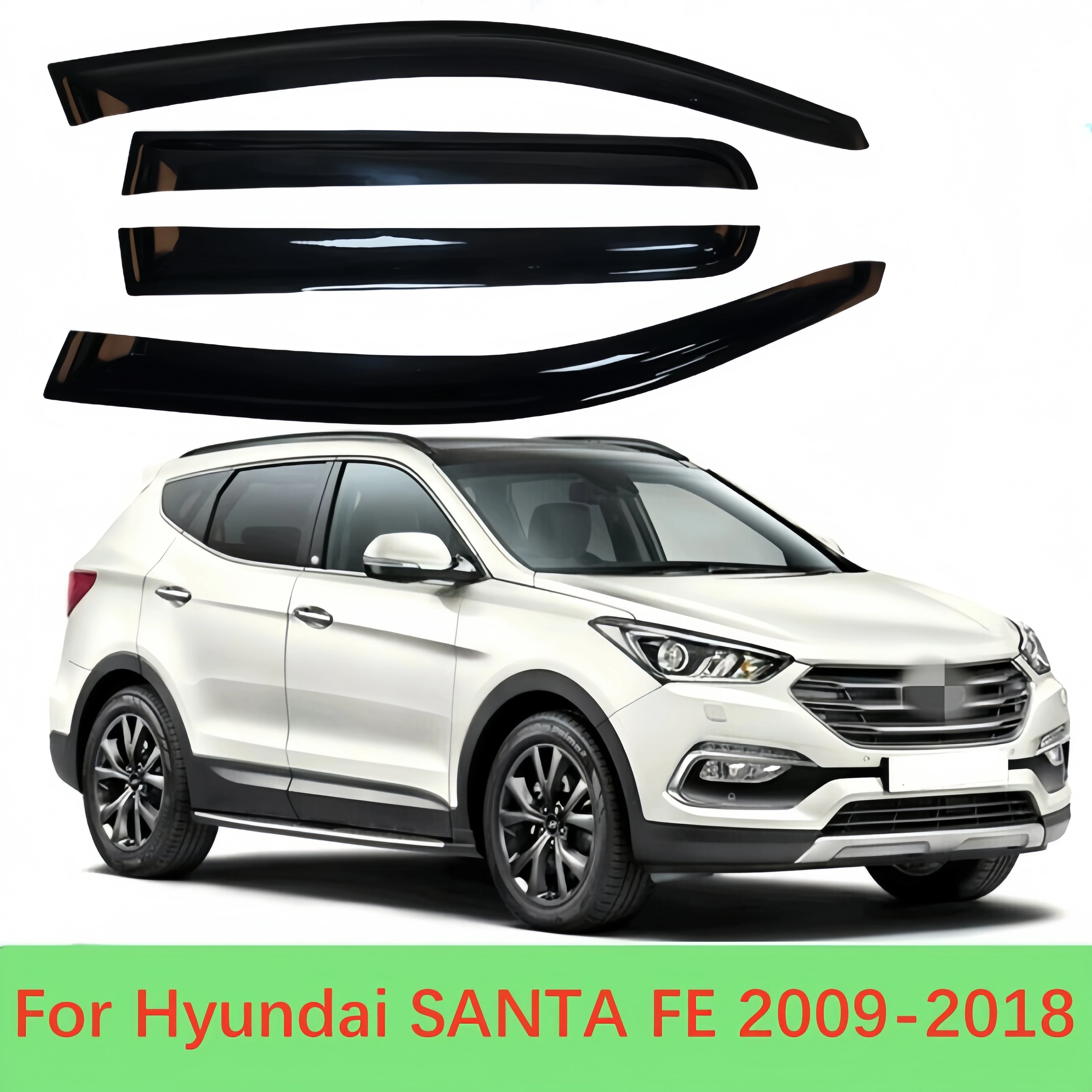 For Hyundai SANTA FE 2009-2018 Window Visor Sun Rain Deflector Guard Awnings Shelter Adhesive Cover Trim Car Styling Accessories