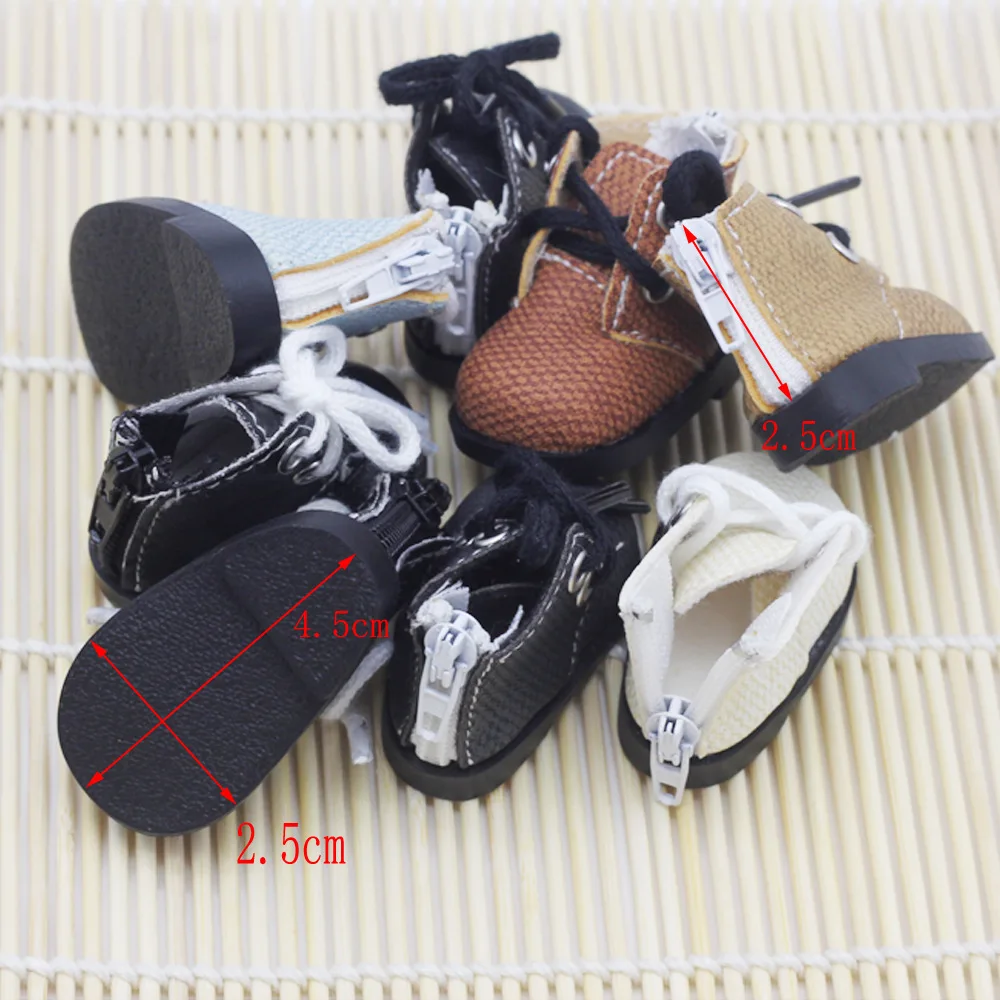 4.5cm*2.5cm Doll Shoes for Cotton Doll Mini Martin Boots with Zipper 1/6 1/8 BJD Short Boots DIY Accessories Girls Toys