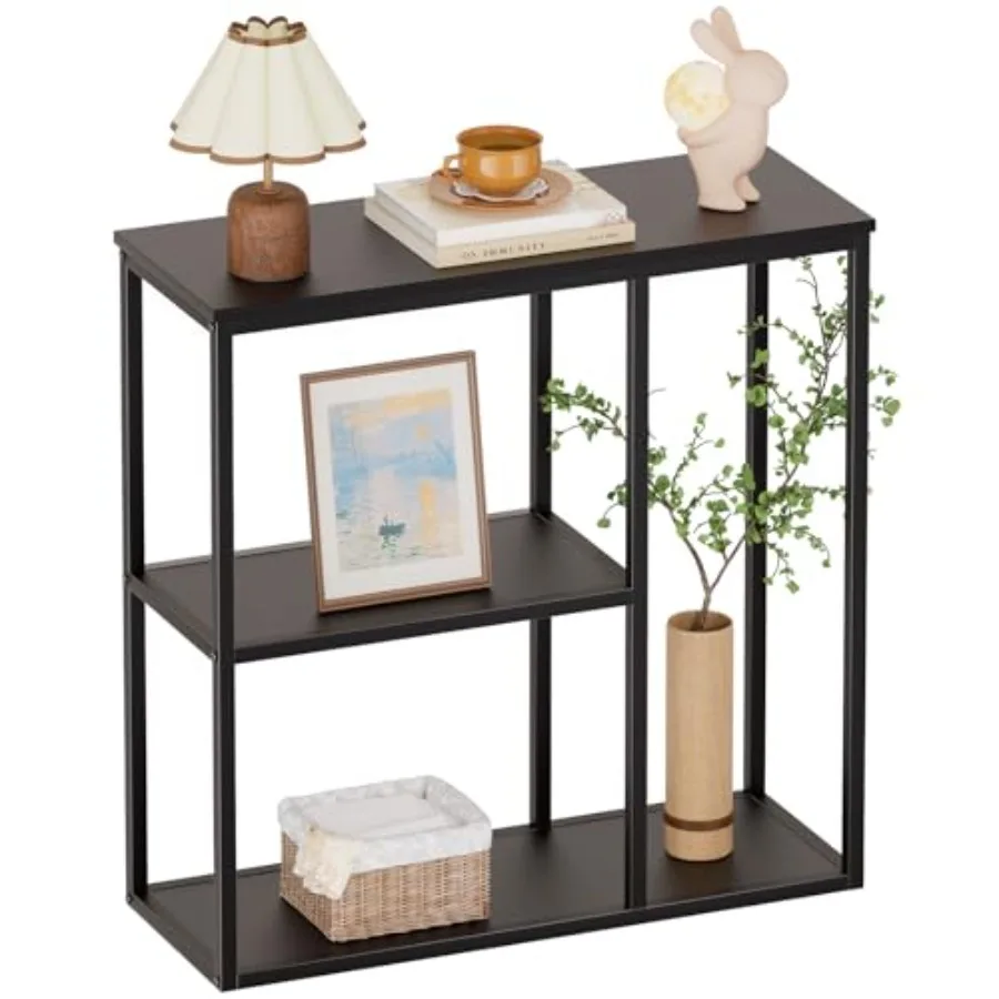 

Console Table 12'' Narrow Entryway Table for Living Room 31.5'' x 31.5'' Industrial Sofa Table with 3-Tier Storage Shelves for