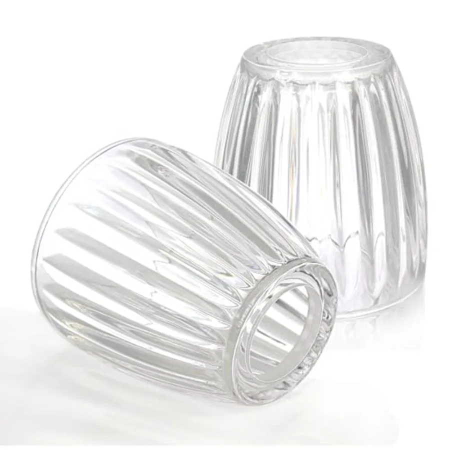 2-Pack Lampshades, Clear Striped Bell Glass Shades, Lighting Fixture Accessory Lampshade Cover Replacement, Fit for E12 Base Pe