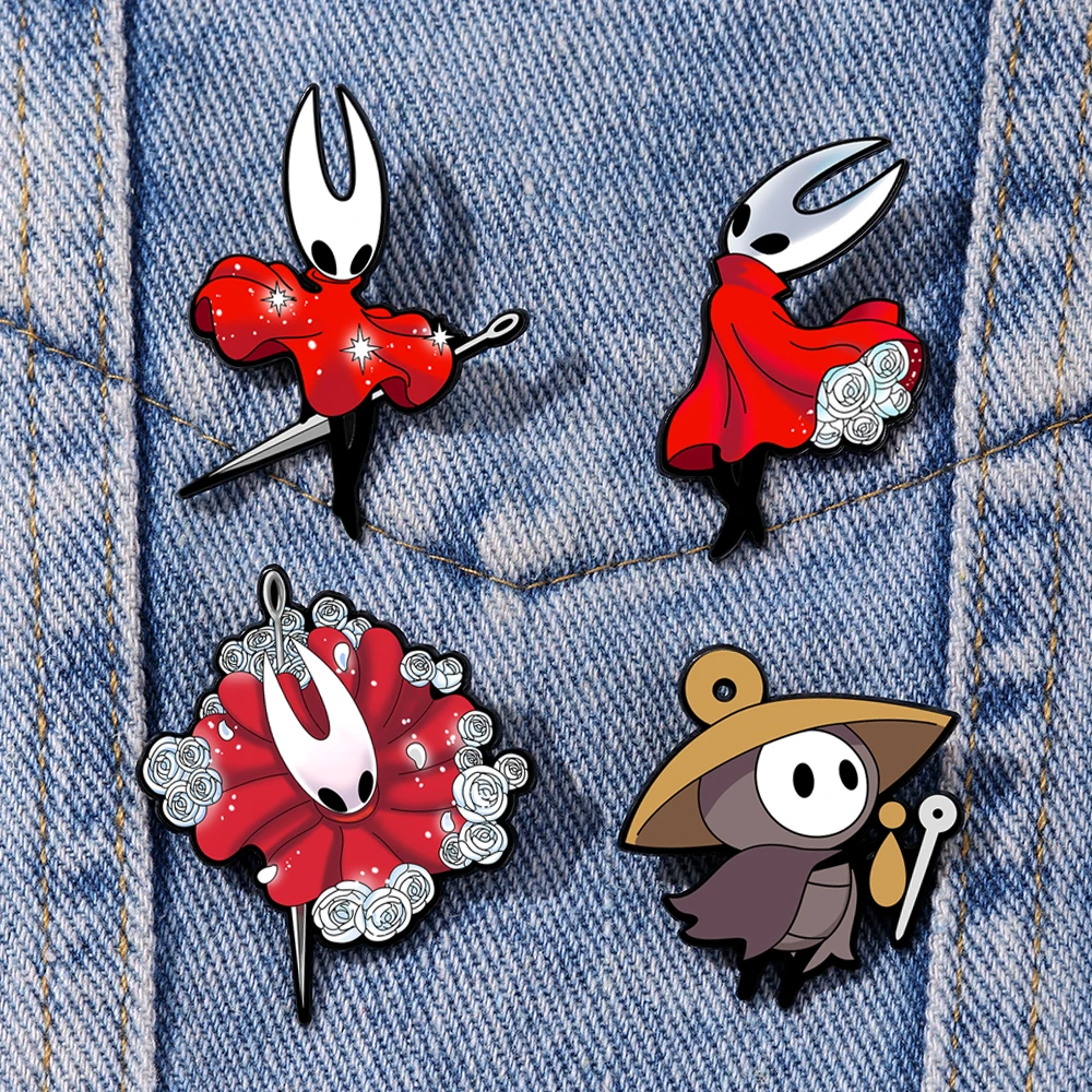 2026 New 4Pcs Hollow Knight Silksong Enamel Pin Set Cartoon Brooch Lapel Pins for Backpacks And Clothes Accessories Gift