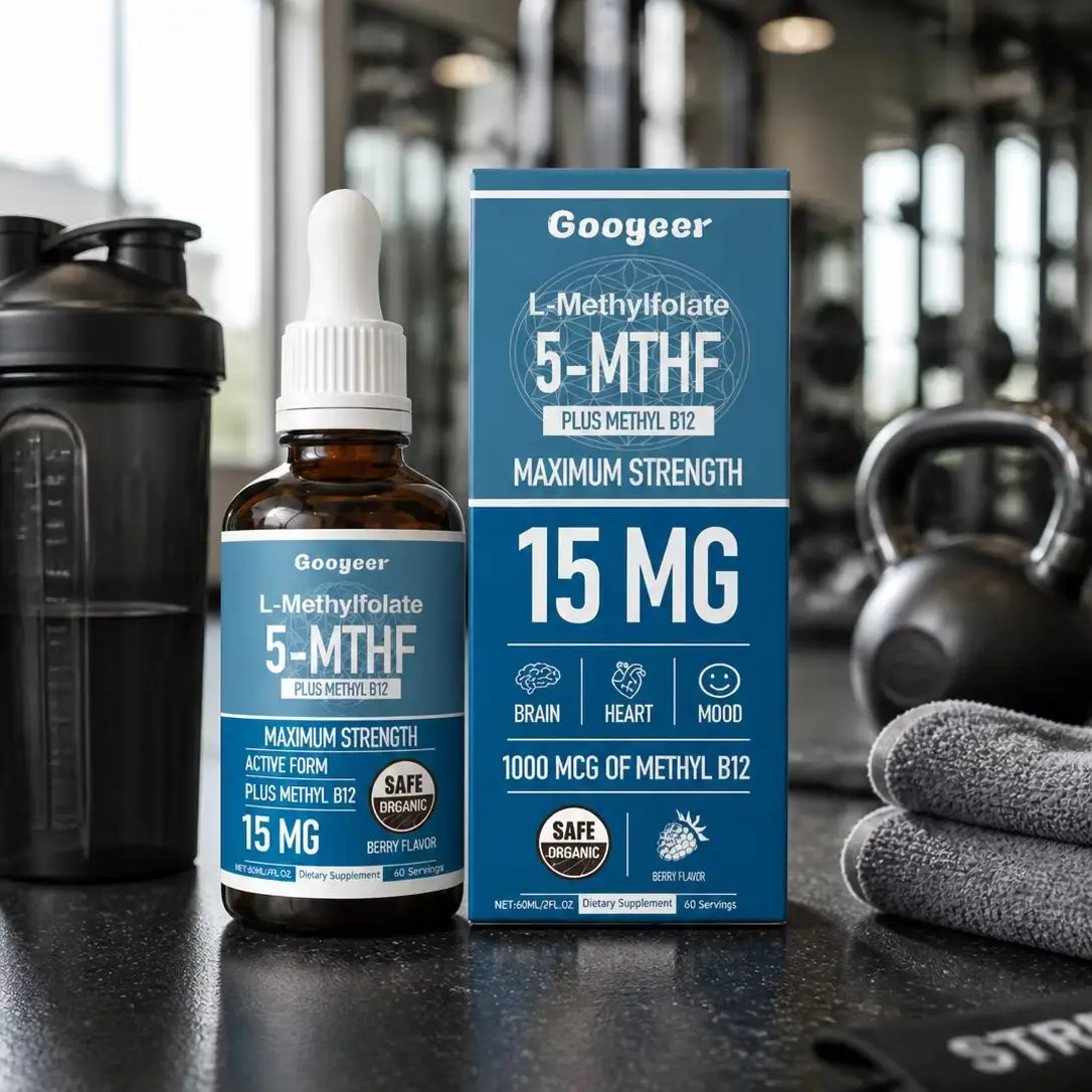 

L-Methylfolate 5-MTHF 15mg Plus Methyl B12 Drops Supplement Organic Berry Flavor Brain Health Heart Support 60ml for Adults