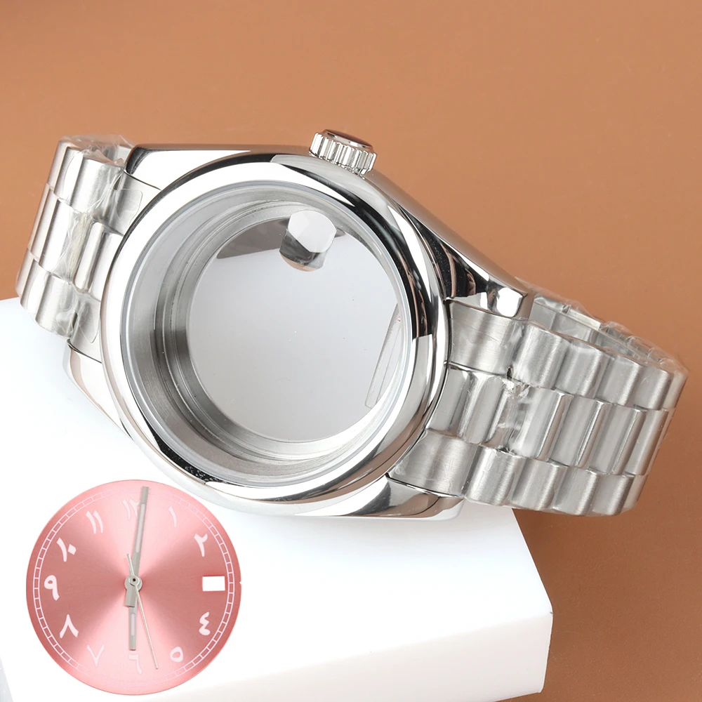 

Stainless Steel 36/39mm Watch Case Presidential Strap with 28.5mm Sunburst NH35 Dial and Hands For Datejust NH35 NH36 Movement