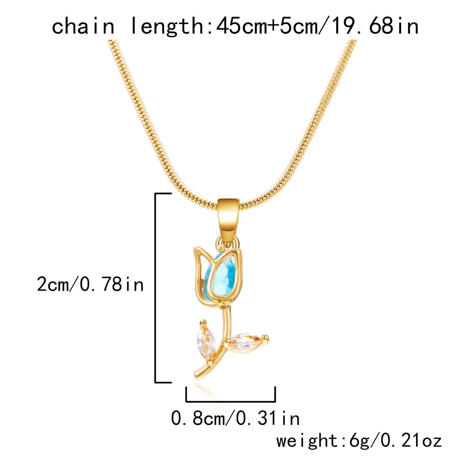 Luxuriöse Zirkon-Tulpen-Anhänger-Halskette für Damen Elegante Blumen-Schlüsselbeinkette Süße Charms Schmuck-Accessoire Geschenk – Detail 18