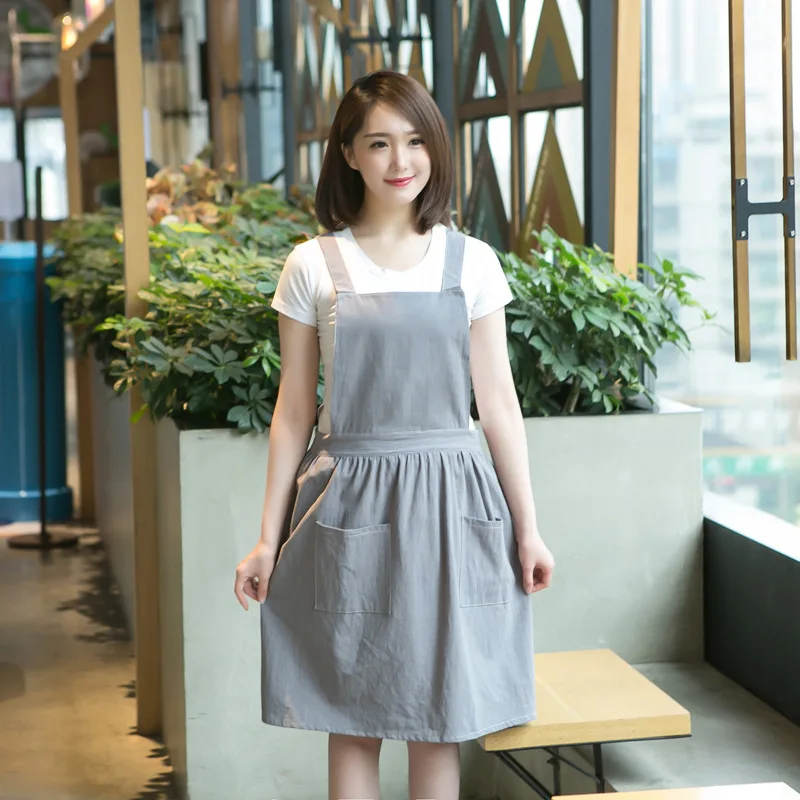Nordic Style Women\'s Skirt Waist Beautiful Dress Series Custom Apron Logo Restaurant Cafe Home Kitchen Cotton Korean Version