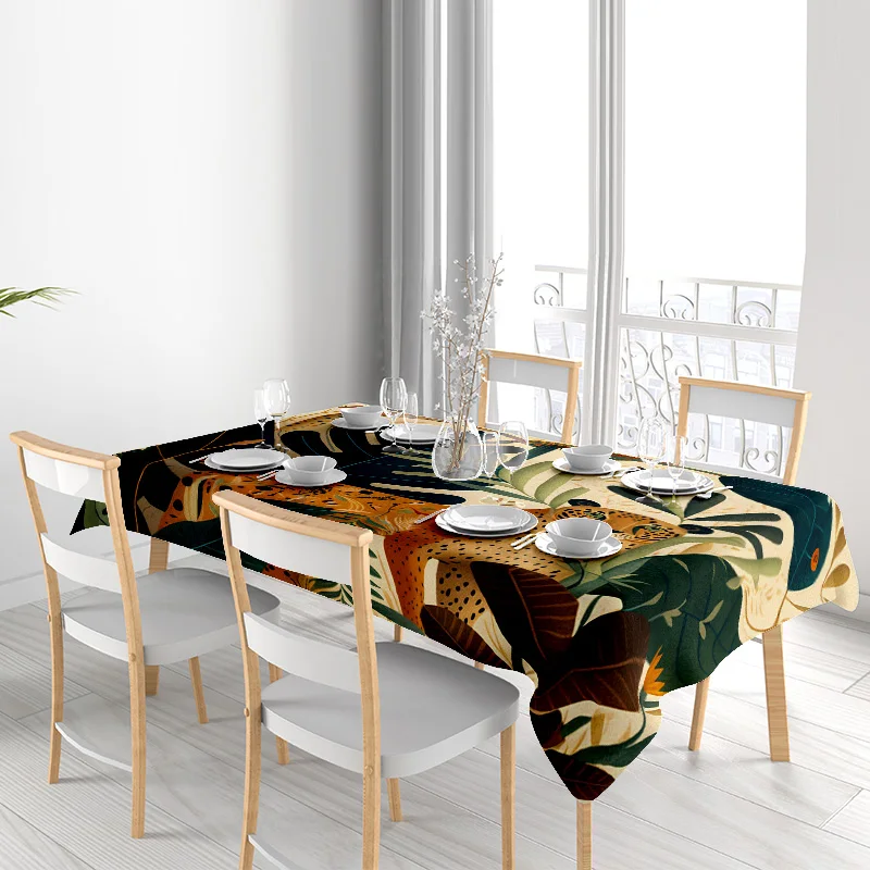 مفرش المائدة ديكور المنزل يترك طباعة غطاء الطاولة عدم الانزلاق المضادة للانزلاق مقاوم للماء قابل للغسل غرفة الطعام زينة 420x305 سنتيمتر Yel