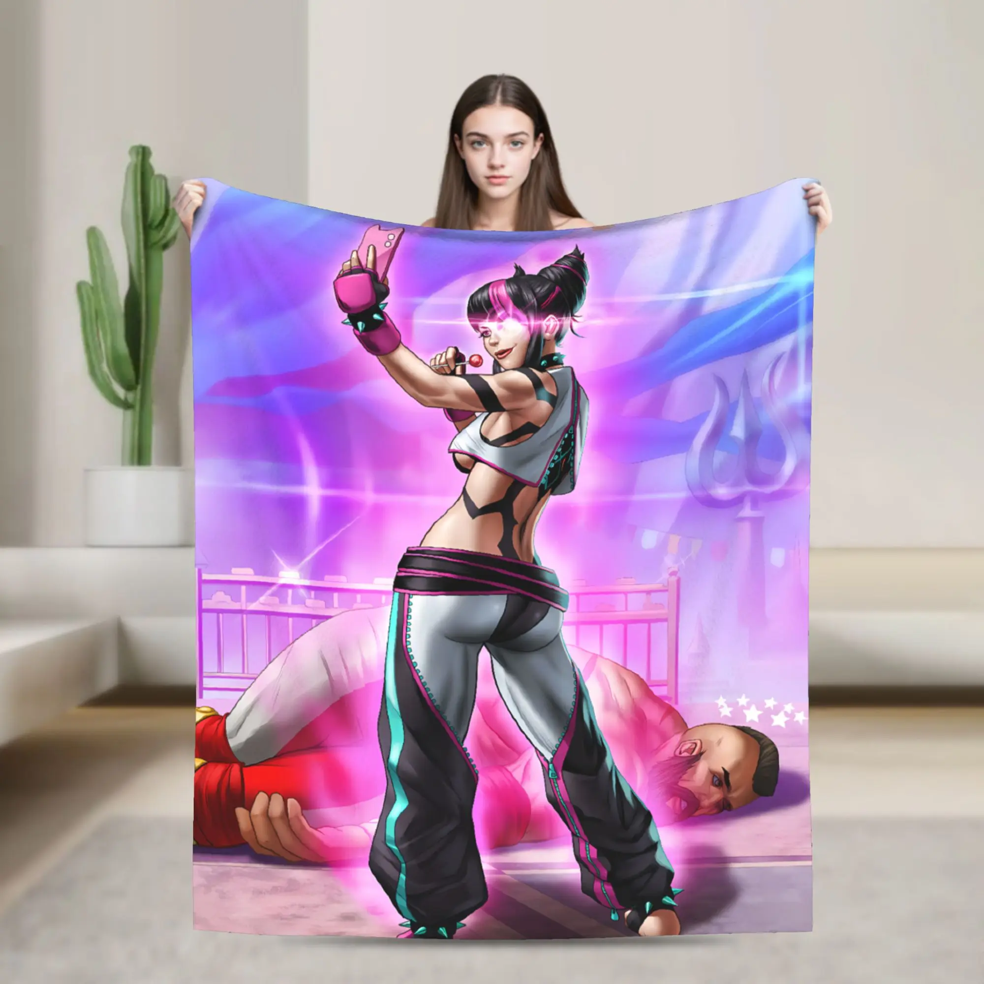 Retro Street Fighter 6 Blanket Quality Warm Soft Characters Game Throw Blanket Autumn Travel Office Couch Bed Funny Bedspread