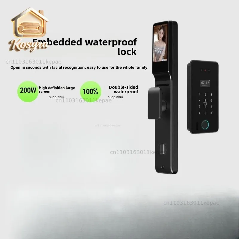 Embedded Smart Lock Facial Recognition Outdoor Waterproof Sunscreen Antifreeze Inlaid Fingerprint Lock Villa Door