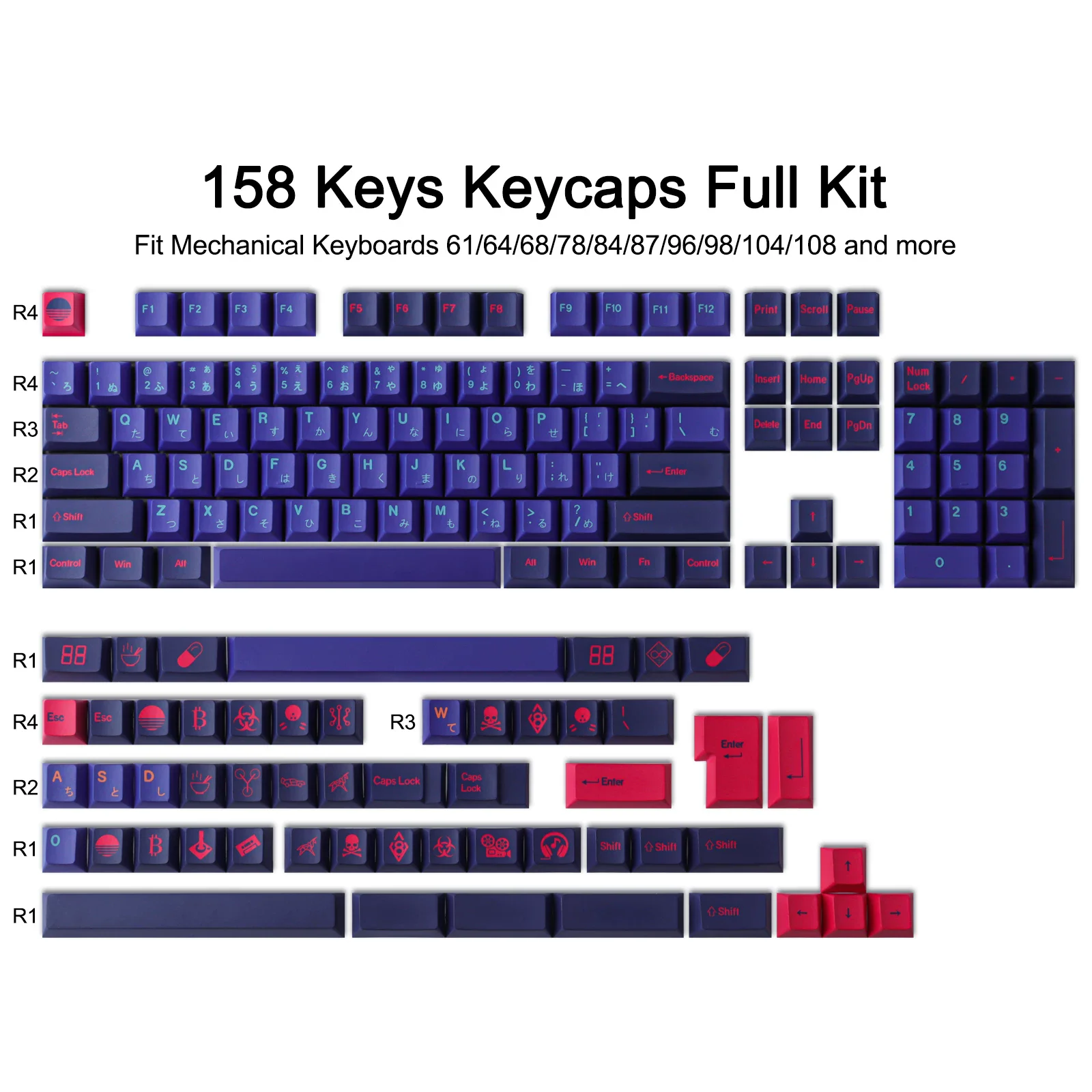 158 Keys/set GMK Laser Keycaps PBT Dye Subbed Keycap Cherry Profile Key Caps With 1.75U 2U Shift 1.5U Supplement