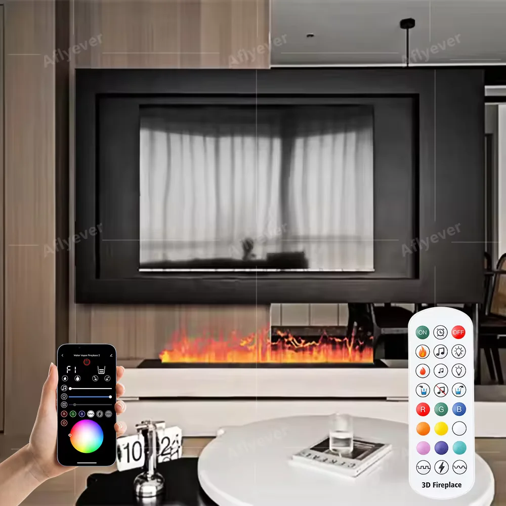 Modern 3D Atomized Fireplace 1200mm Monochrome Flame TV Decor Custom Mist Smart Indoor Electric Water Steam Fireplace