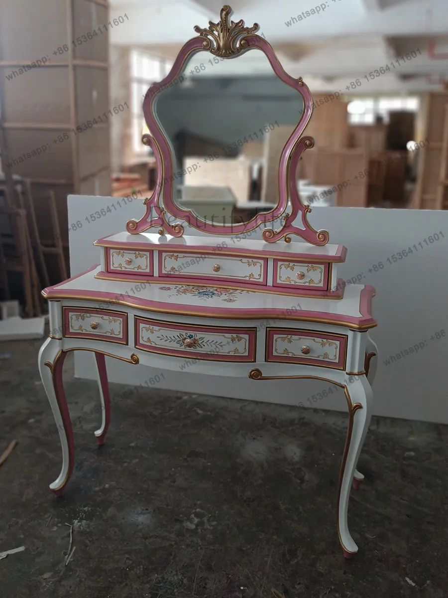 American solid wood premium light luxury master bedroom makeup table French cream style retro