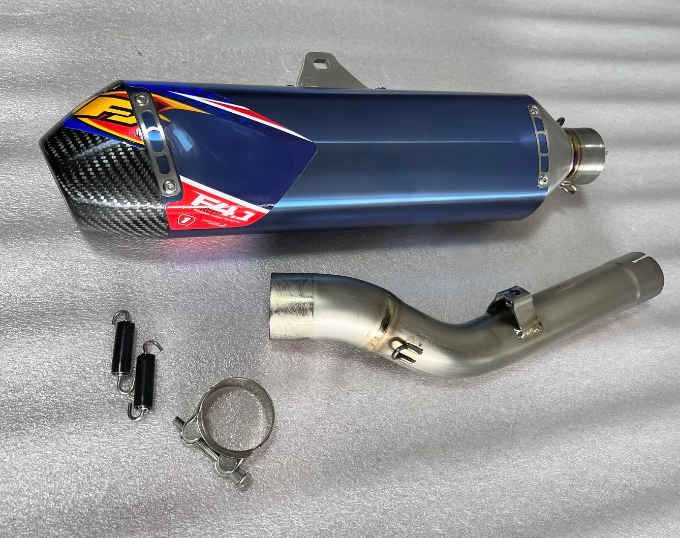 For Kawasaki System Flame Design Blue/Black/Silver Finish Includes Muffler KXF450 Pipe Titanium Exhaust KX450F/KXF450/KX250F
