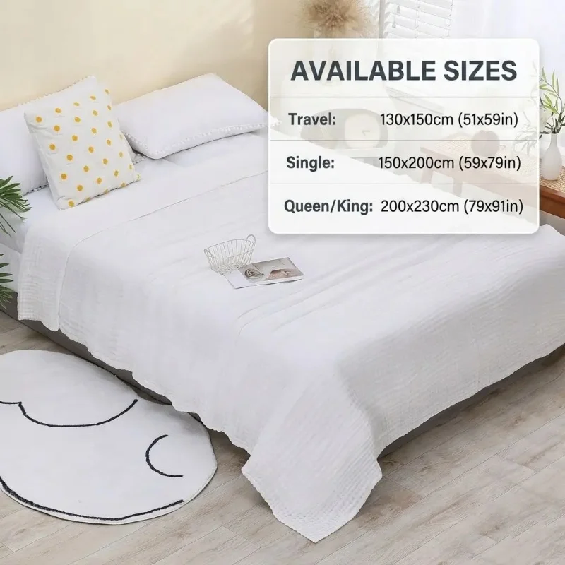 1pc Pure Cotton Throw Blanket Super Soft Breathable Six Layer Gauze Muslin Summer Quilt Air-condition Blanket Bed Sofa Cover