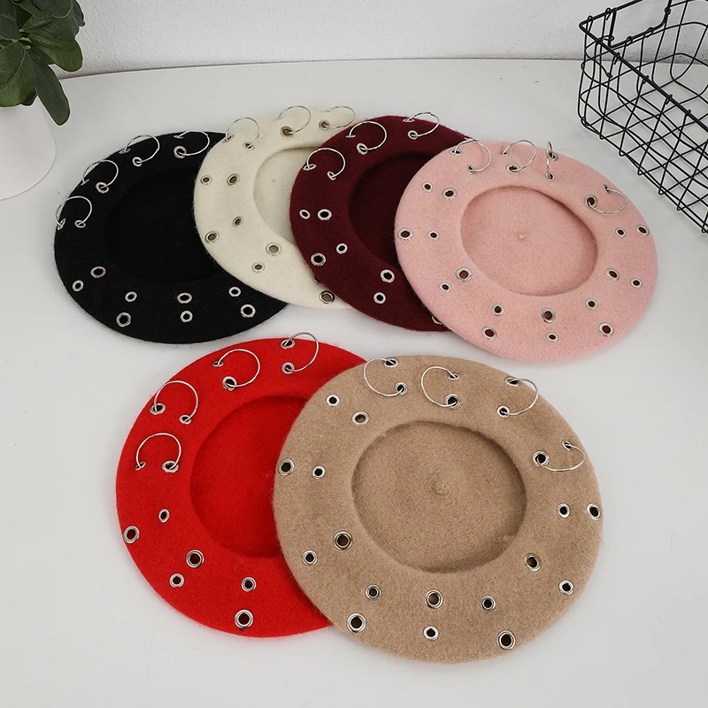 New fashion trend light plate solid color ring beret ladies travel to play photo travel all the sun hat