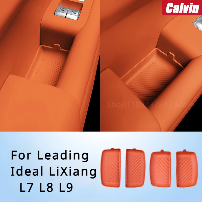 For Leading Ideal LiXiang 2022 2023 L7 L8 L9 Car Interior Door Handle Silicone Storage Mat Door Slot Protective Mat Accessories