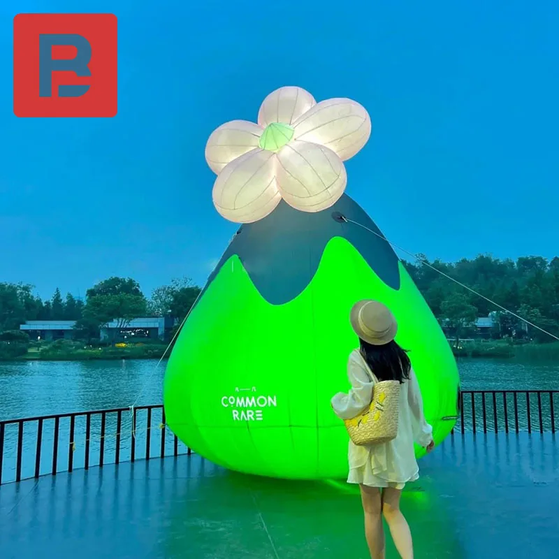 Iluminación de flores inflable, diseño de atmósfera, apertura del mercado, drenaje