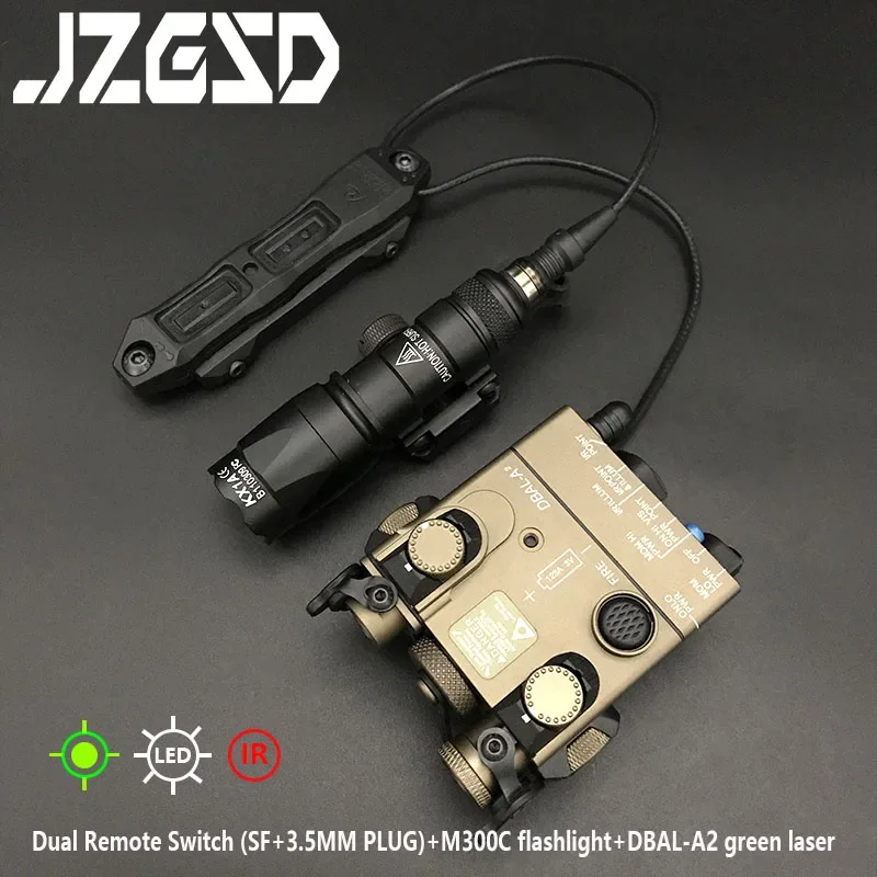 المعادن التكتيكية DBAL-A2 الأحمر IR الليزر A2 الليزر الأخضر المزدوج مفتاح بالتحكم عن بعد سلاح الصيد ضوء Surefir M300C M600C مجموعة مصابيح يدوي #2