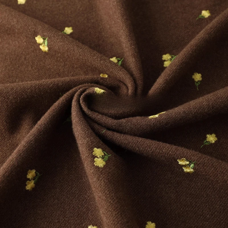 

Embroidered Wool Coat Fabric Autumn Winter Daisy Vest Dress Kids Clothing DIY Handmade Soft Warm Fashion Durable Fabric