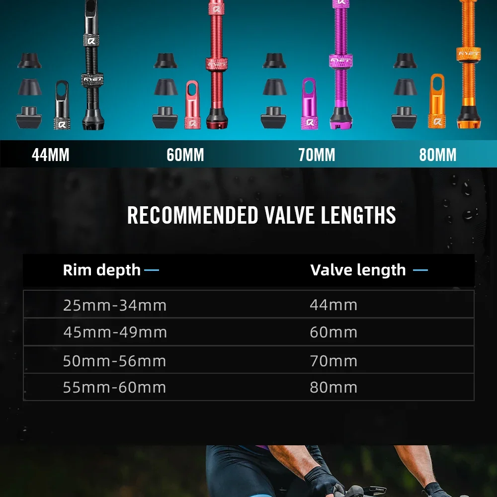 2026 RYET Presta Tubeless Ventile 44/60/70/80mm CNC Aluminium Abnehmbarer Kern Dichtmittel-Kompatibel für Rennrad/MTB/Gravel – Detail 14