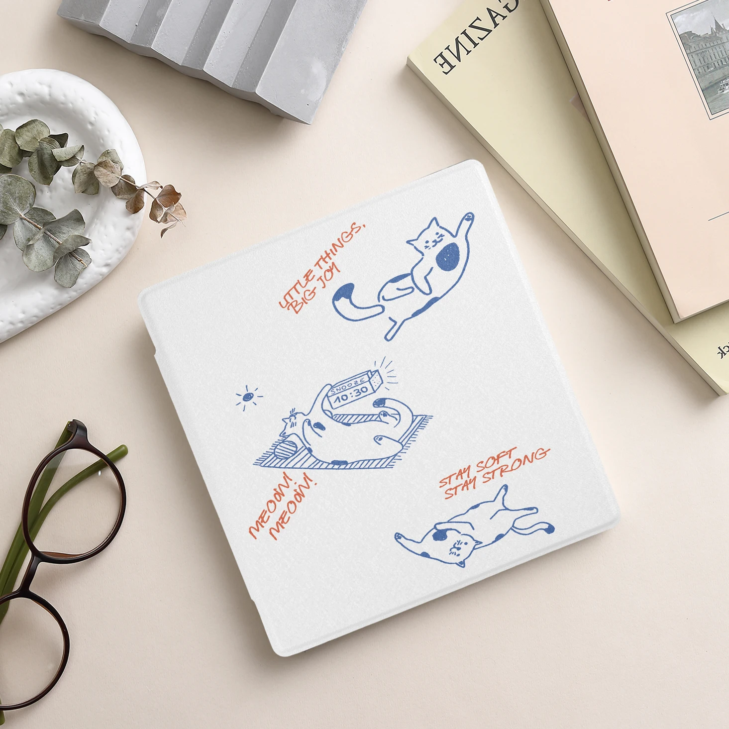 Twosheep Handgezeichnete Linien-Katzen-Hunde-Schutzhülle für Boox Go7 Go Color7 GenII Go Color Gen2 Leaf3 Leaf3c Magnetische Smart Shell – Detail 1