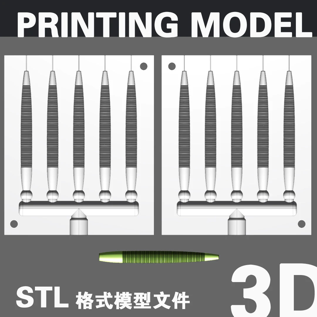 

8Cm Noodle Worm 3D Printing File STL Format Luya Soft Bait Soft Worm Mold Source File One Out of Three