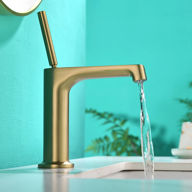 

Waterfall Bathroom Faucet Brushed Gold Single Hole Basin Sink Faucet Matte Black and Chrome Water Mixer