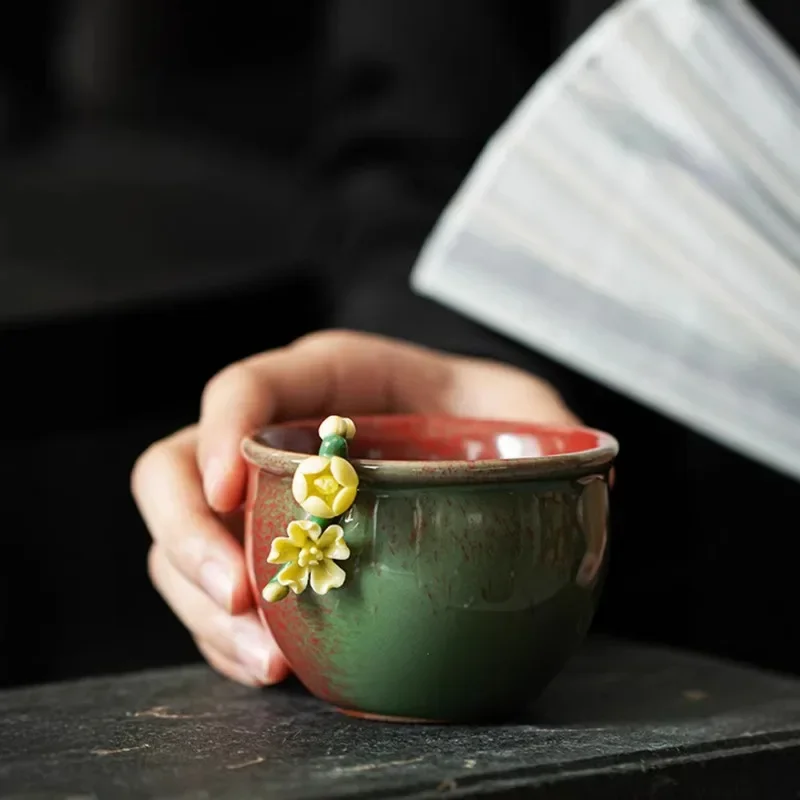 Handmade Langyao Red Glaze Jingdezhen Porcelain Master Tea Cup Personal Kung Fu Tea Tasting Ceramic Ware Unique for Tea Lovers
