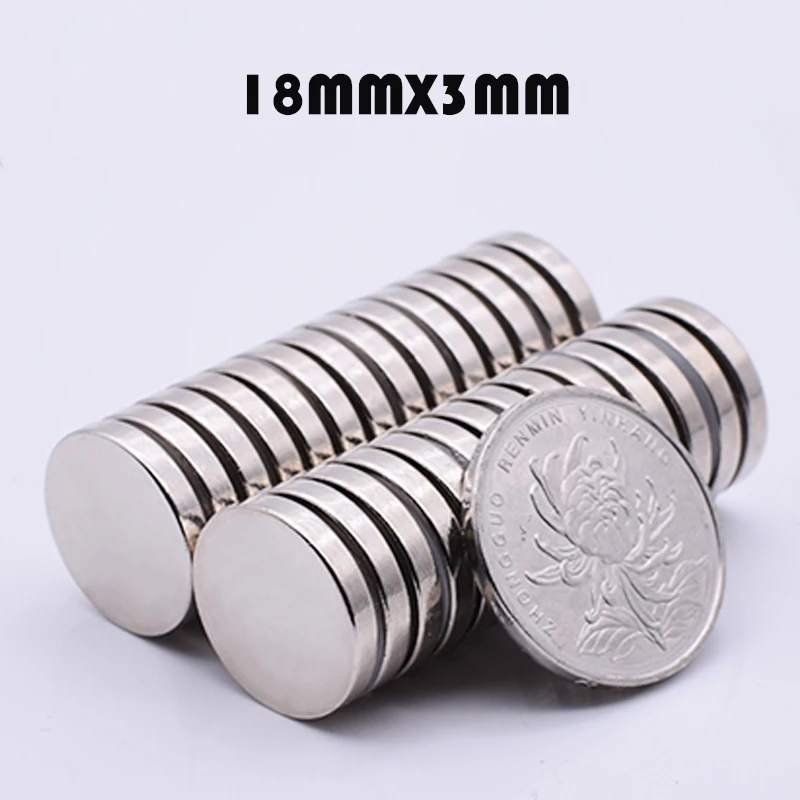 

10 Pcs 18 mmx3 mm Neodymium Magnets N35 NdFeB Super Strong Powerful Magnetic Magnet Disc 18x3 mm Nickel Plating Imanes Aimant