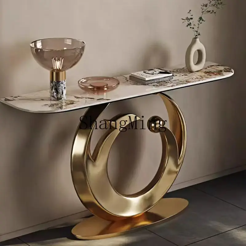 

LXY light luxury rock slab entrance table entry foyer corridor end view table decorative table