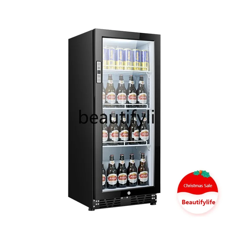 

Glass Door Ice Bar Single Door with Lock Wind Cooling Refrigerated Office Display Freezer Tea Preservation Small Refrigerator