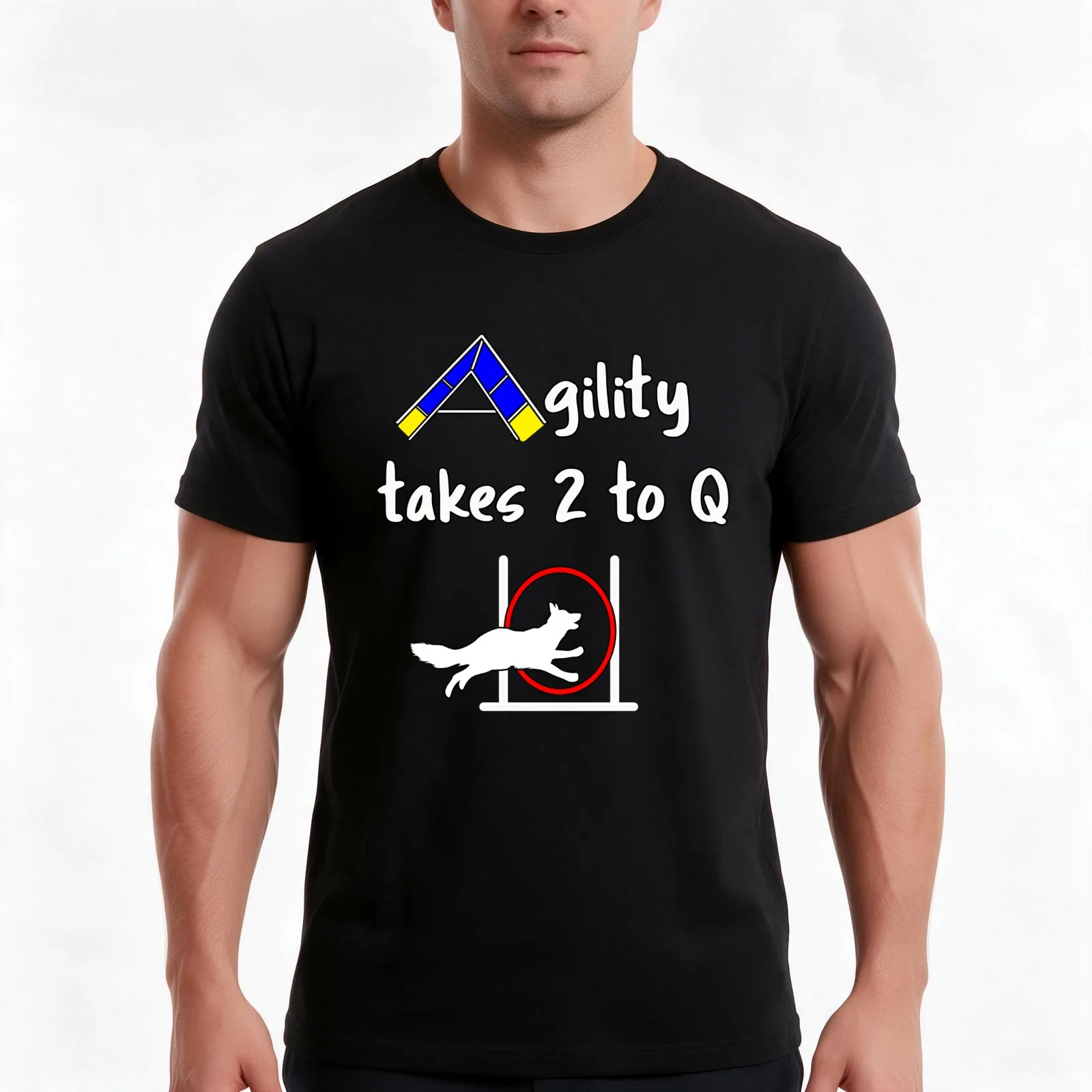 Dog Agility - takes 2 to Q T-Shirt Summer Casual Cotton Tee Oversized Streetwear Tops Vintage Graphic Print Unisex Men Women