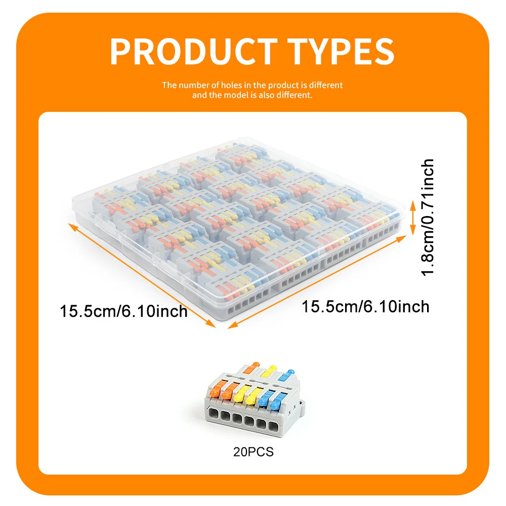 14/16/20 Stück/Set Hebel-Schnellverbinder 3P In 6/9 Out 28-12AWG Elektrische Spleißklemme Mini-Klemme Geeignet für massive und verseilte Leitungen – Detail 12