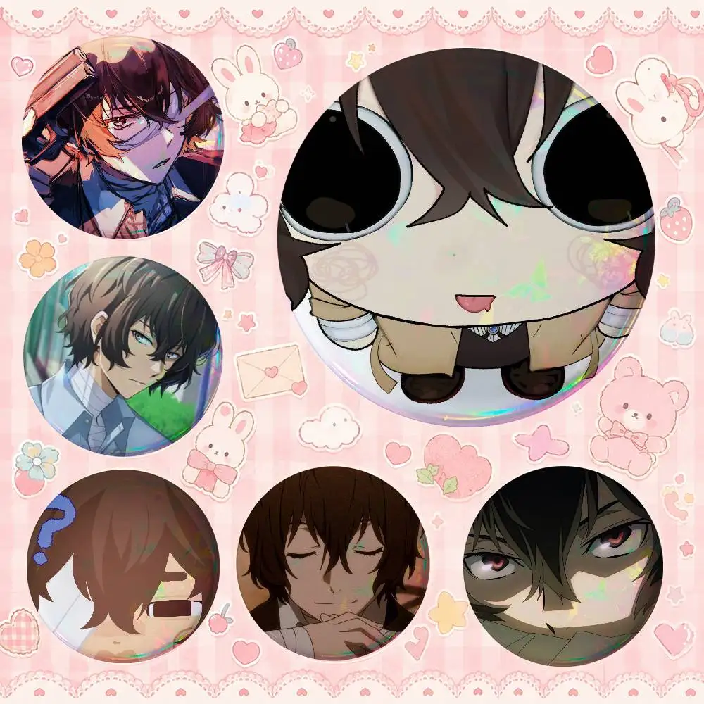 D-s-azai Os-samu Creative Round Button Pins Badge Set Cartoon Anime Movie Music Pattern Brooches