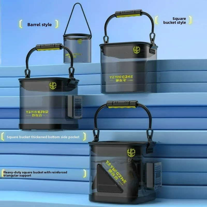 Luya balde de peixe vivo multi funcional portátil dobrável transparente portátil durável balde de pesca de água suprimentos de artes de pesca