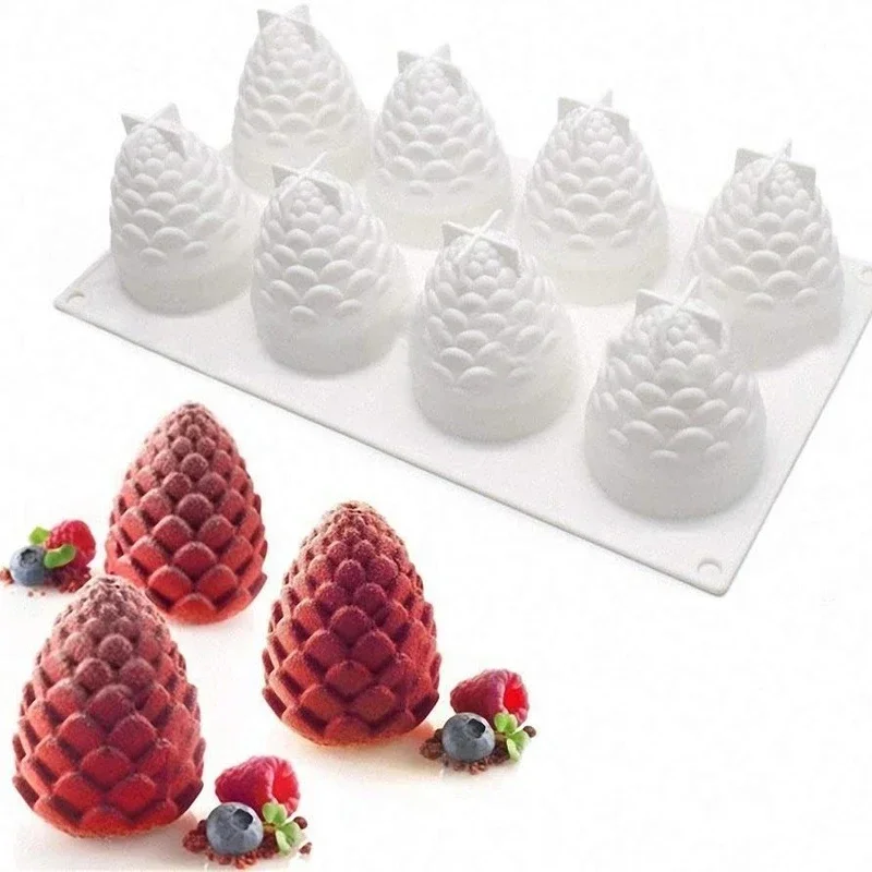 3D Fruit Shape Silicone Cake Mold Baking Tool Decorative Mold Pine Cone Pineapple Shape Non-Stick Baking Pan