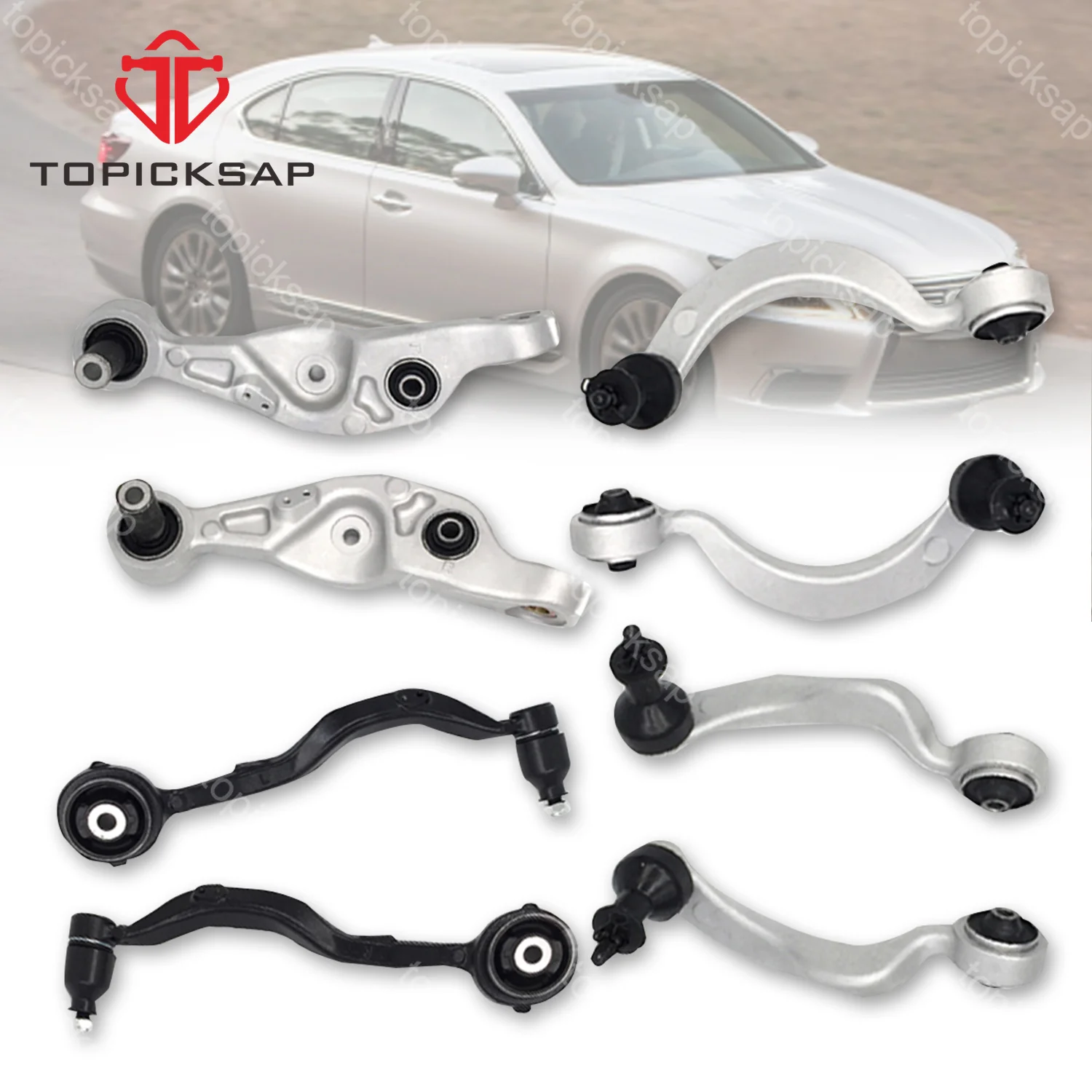 TOPICKSAP Front Upper Lower Suspension Control Arm Kits for Lexus LS460 2007 2008 2009 2010 2011 2012 2013 2014 2015 2016 2017