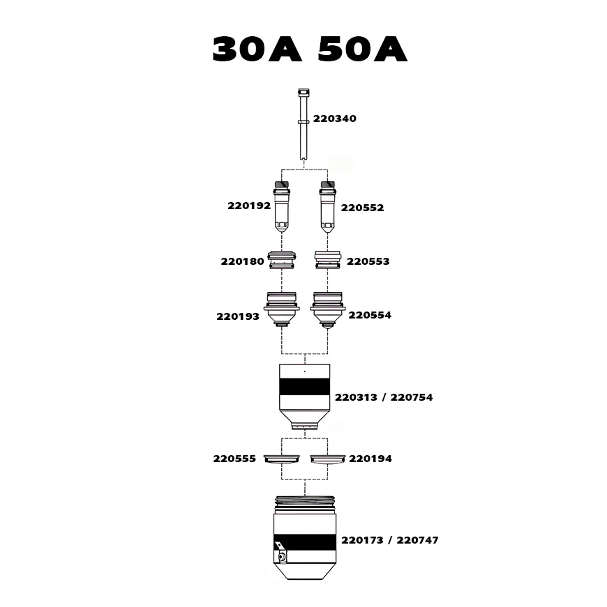 Plasma Consumables Electrode Nozzle Shield 220173 220747 220194 220555 220313 220754 220193 220554 220180 220553 220192 220552