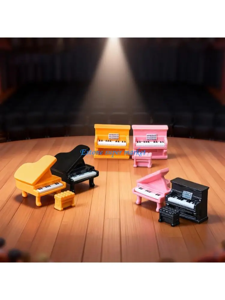 090B 3 Piece Mini Musical Instrument Set Plastic Piano Guitar For Room Ornament