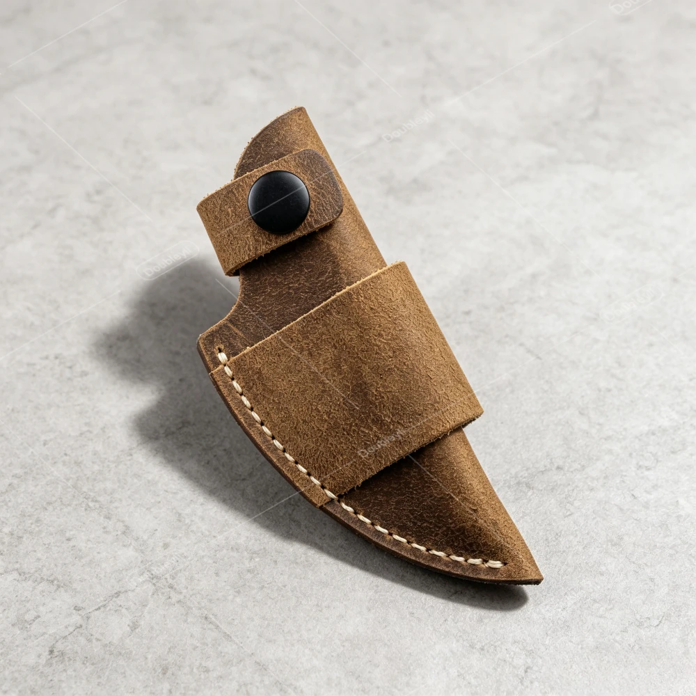 1 Piece Practical Leather Sheath Mini Straight Knife Protective Cover Wear‑Resistant Hard‑Shell Blade Carry Cover with Belt Clip