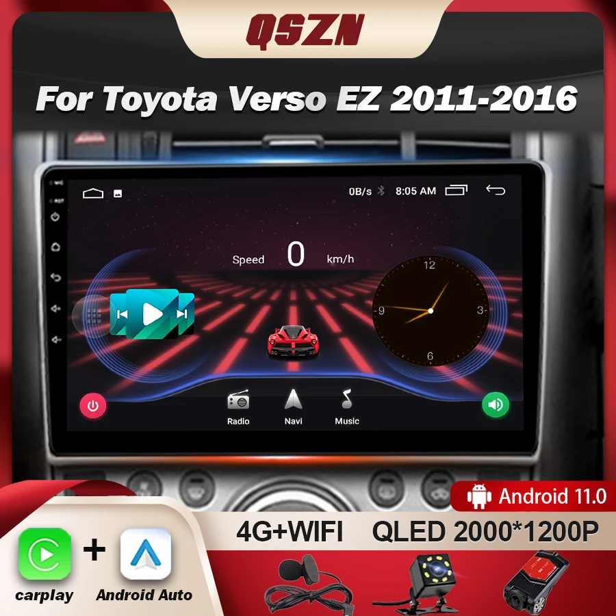 

QSZN For Toyota Verso EZ 2011-2016 Carplay Android 13 AutoRadio Navigation GPS Stereo Radio Multimedia Video Player No 2 Din