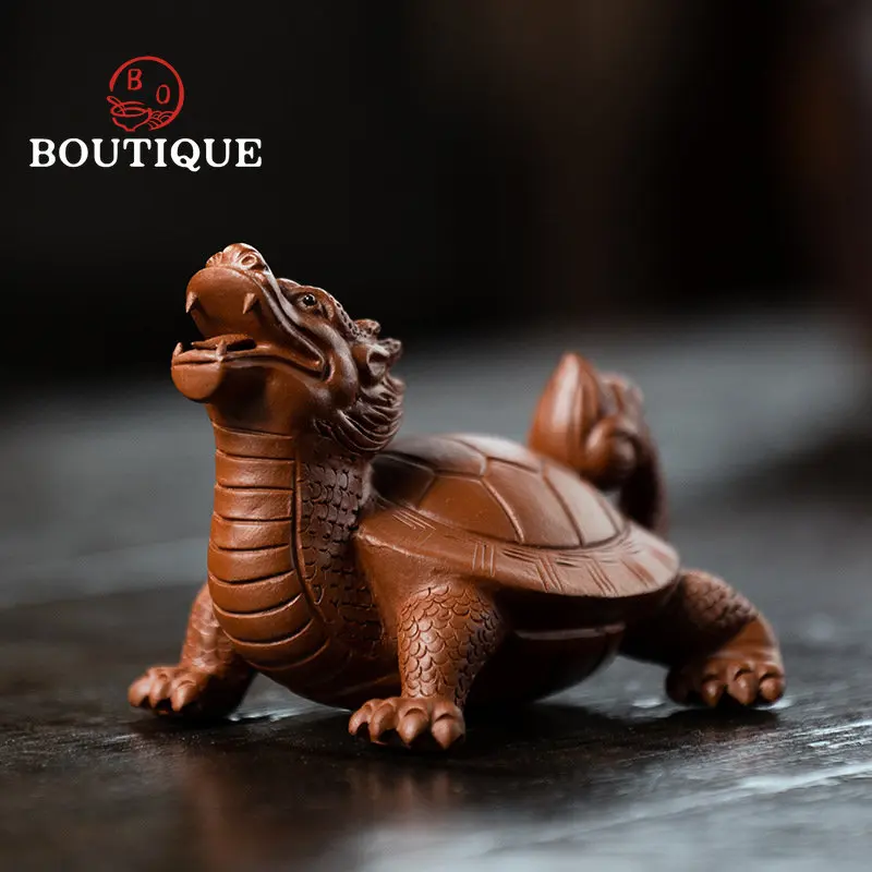 Yixing Purple Clay Tea Pet Dragon Turtle Tea Toy Handmade Sculpture Crafts Can Improve Tea Tray Tea Ceremony Accessories Gifts