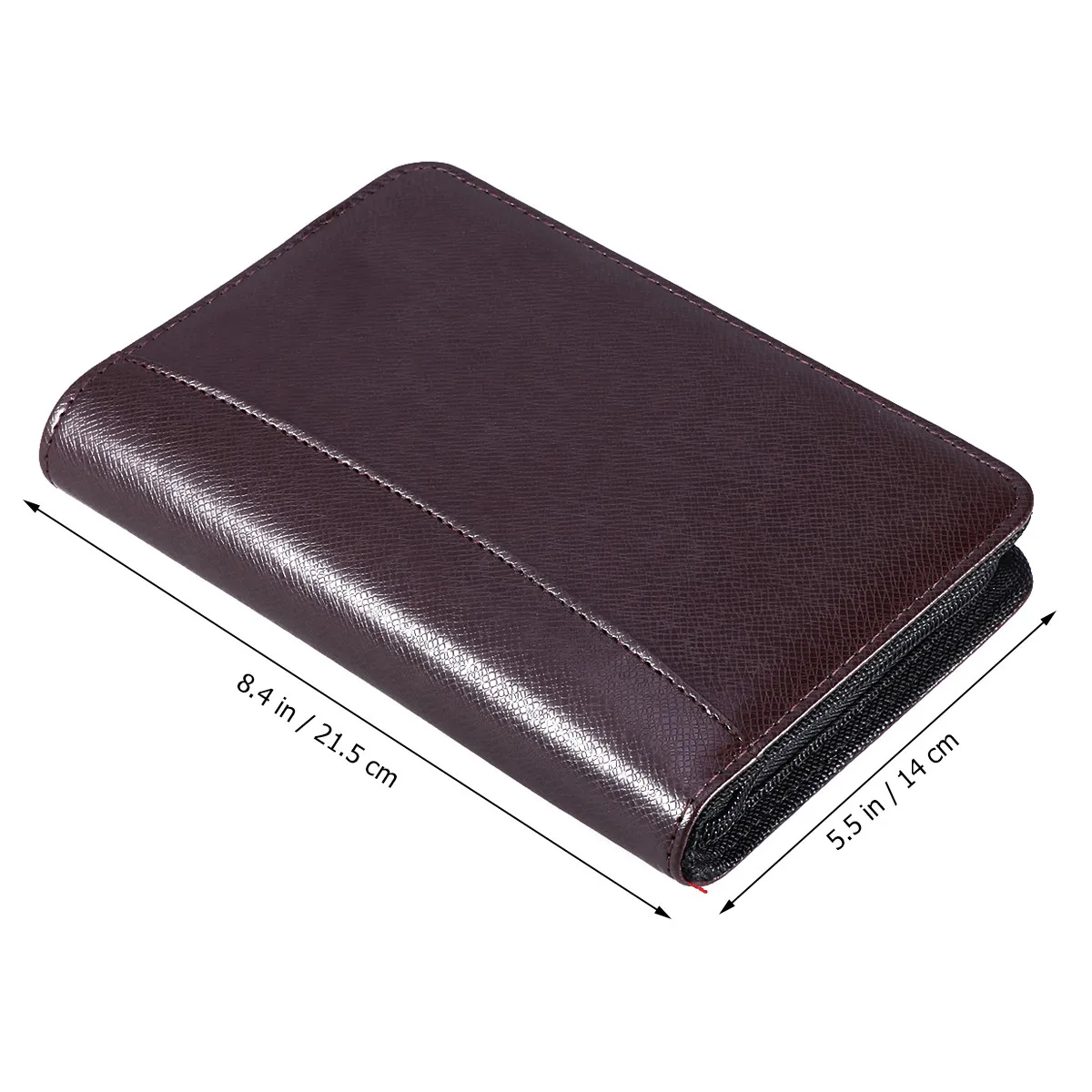 PU Leather A6 Zipper Notebook with Loose-Leaf Pages, Business Notepad, Office Organizer for Travel & Meetings
