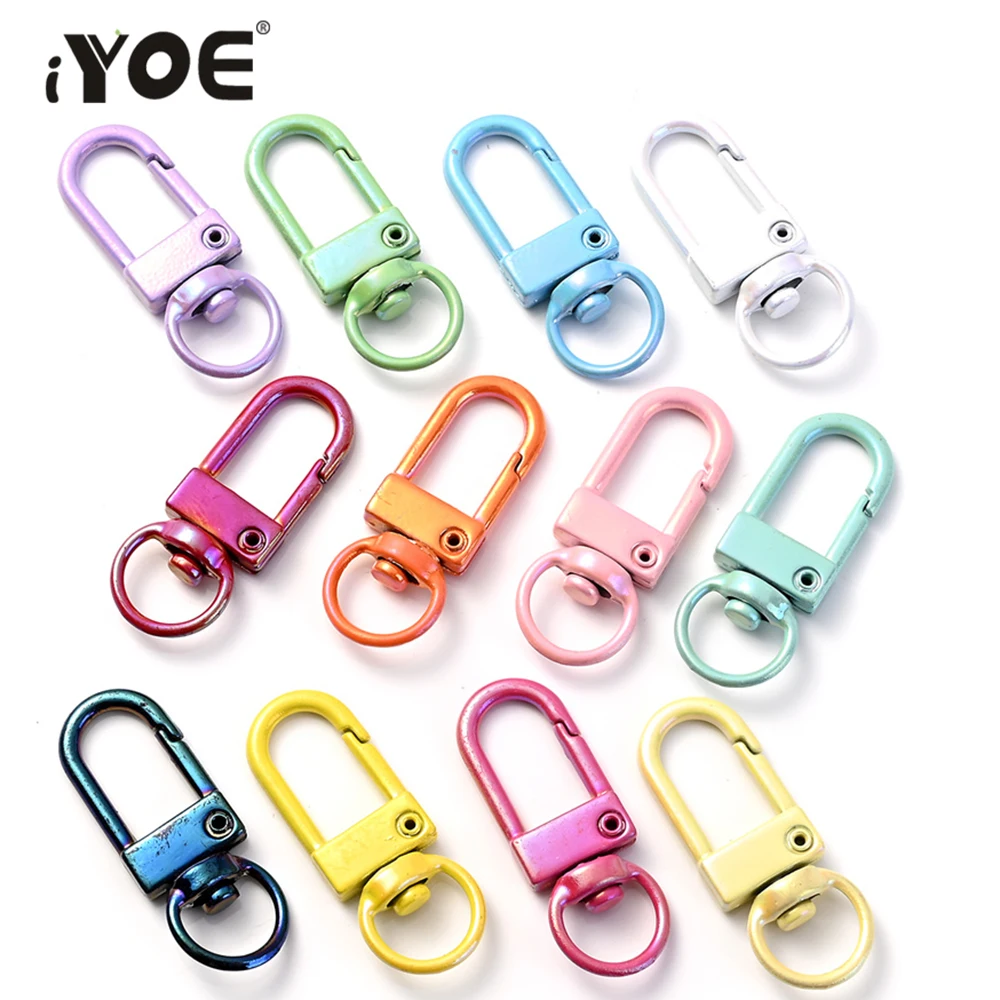 IYOE 5pcs 12x34mm 38 Color Snap Hook Buckles AB Color Lobster Claps For Making Keychain Clasps DIY Handcraft Jewelry Findings