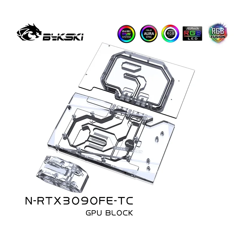 Bykski N-RTX3090FE-TC Water Block Use for NVIDIA RTX 3090 Founders Edition Backplane Water Cooling GPU Card / Copper Radiator