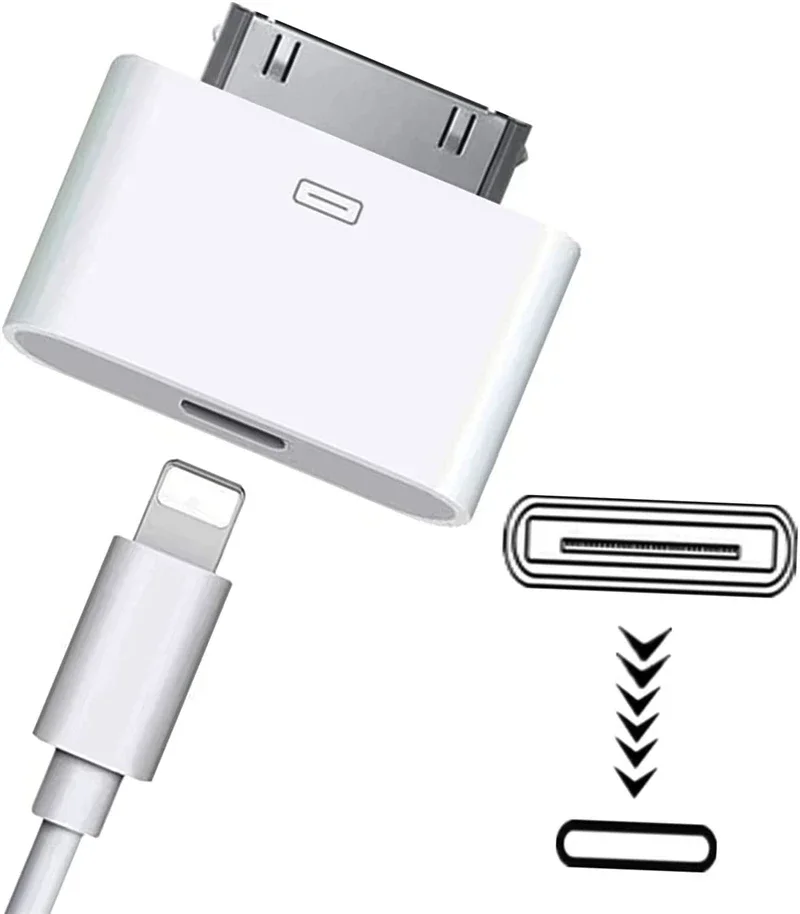 Adapter oświetlenia na 30-pinowy, 8-pinowy męski na 30-pinowy żeński konwerter synchronizacji ładowania do iPhone 4 4S IPad 2 3 IPod Touch, kabel do ładowania