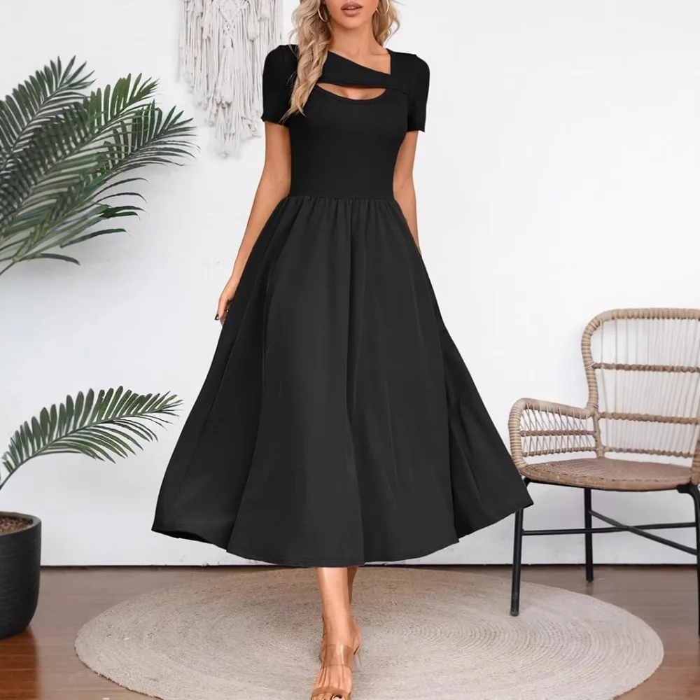 2025 Summer Temperament French Long Black A-line Women Dress