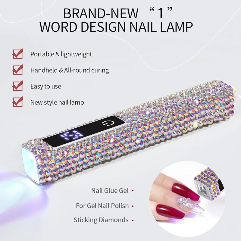 Portable Mini Nail Dryer Lamp Diamond UV LED Nail Light For Curing All Nail Gel Lamp Quick Dry Professional USB Nail Art Tools